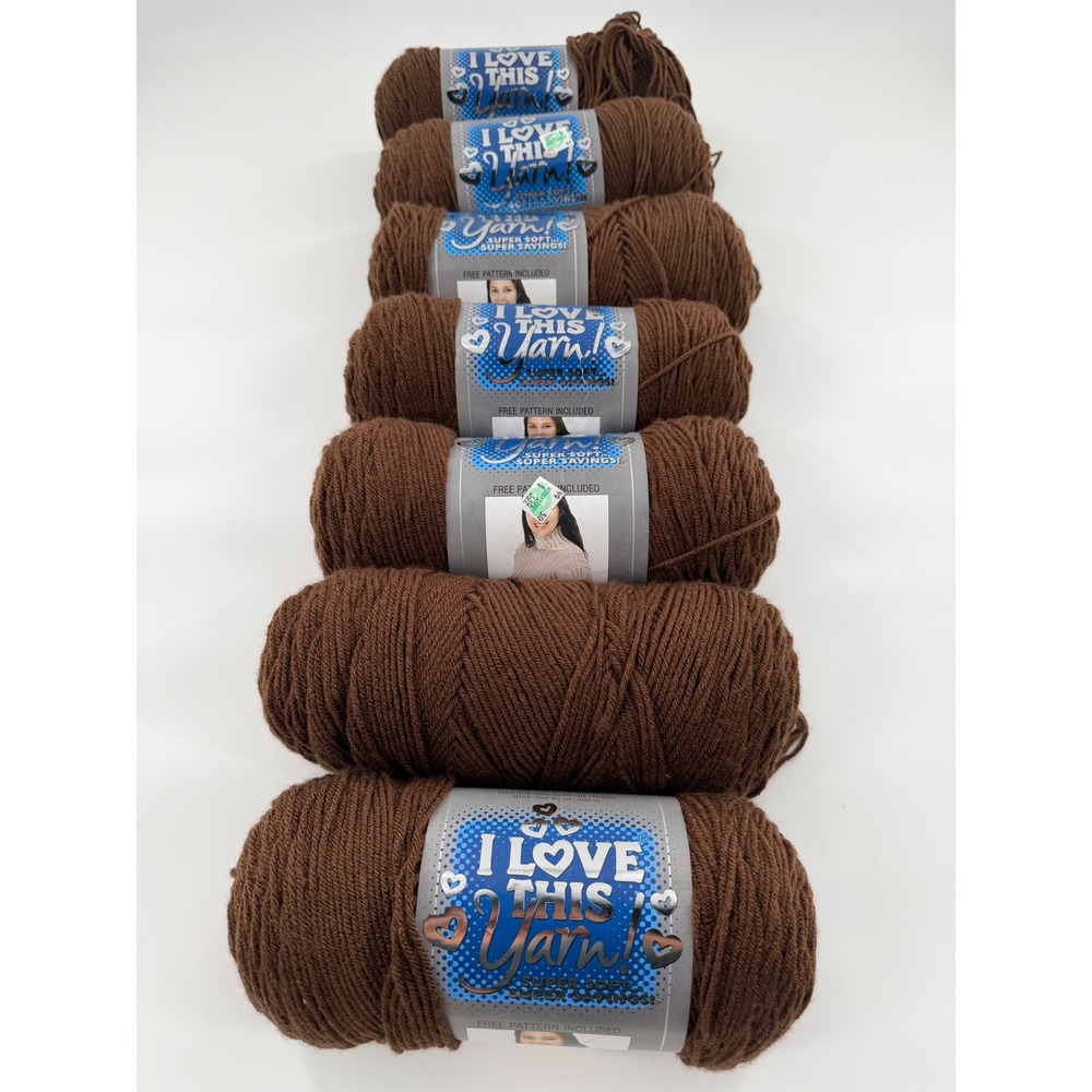 Hobby Lobby I Love This Yarn 160 Brown 7 Skeins Bulk Lot 100% Acrylic Soft 7oz